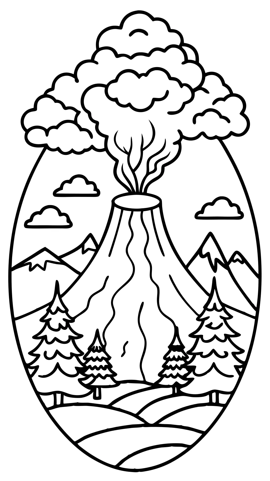 coloring page of a volcano